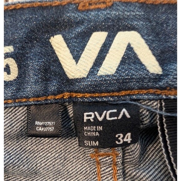 RVCA Super 5 Selvedge Denim Jeans Men's 34x31 Dark Wash Straight Fit - Picture 4 of 10